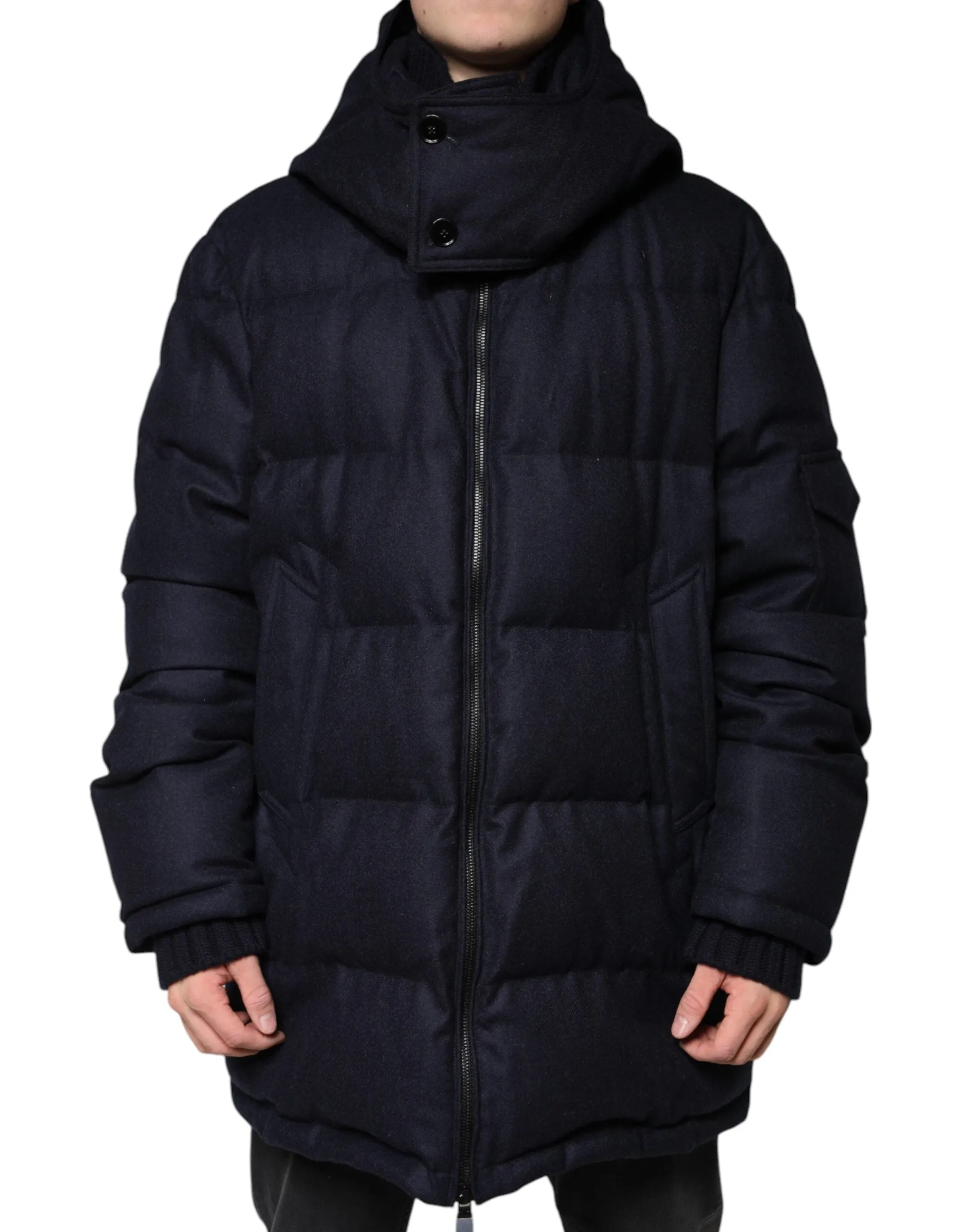 Dolce&Gabbana Men Black Puffer Jacket 100% Nylon Casual Hooded Bomber Sz IT 50 L
