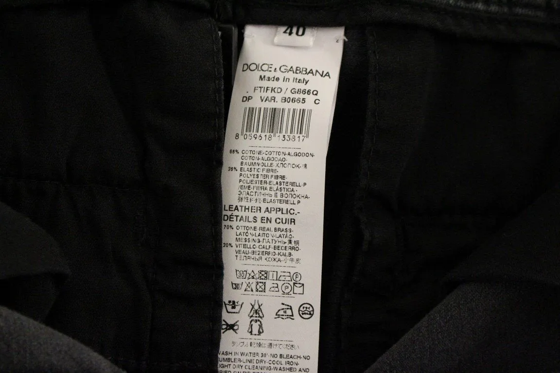 Gray Cotton Cropped Jeans Pants