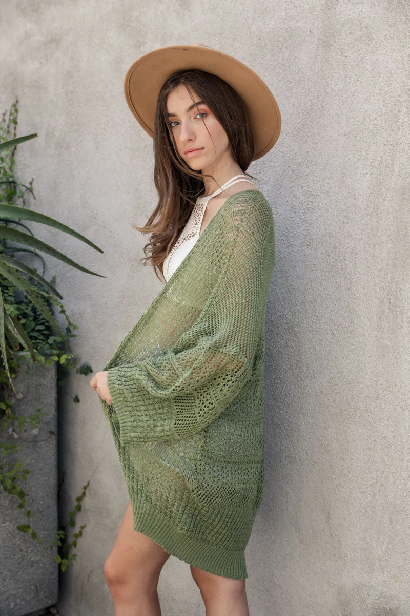 Knit Netted Cardigan - 4 colors
