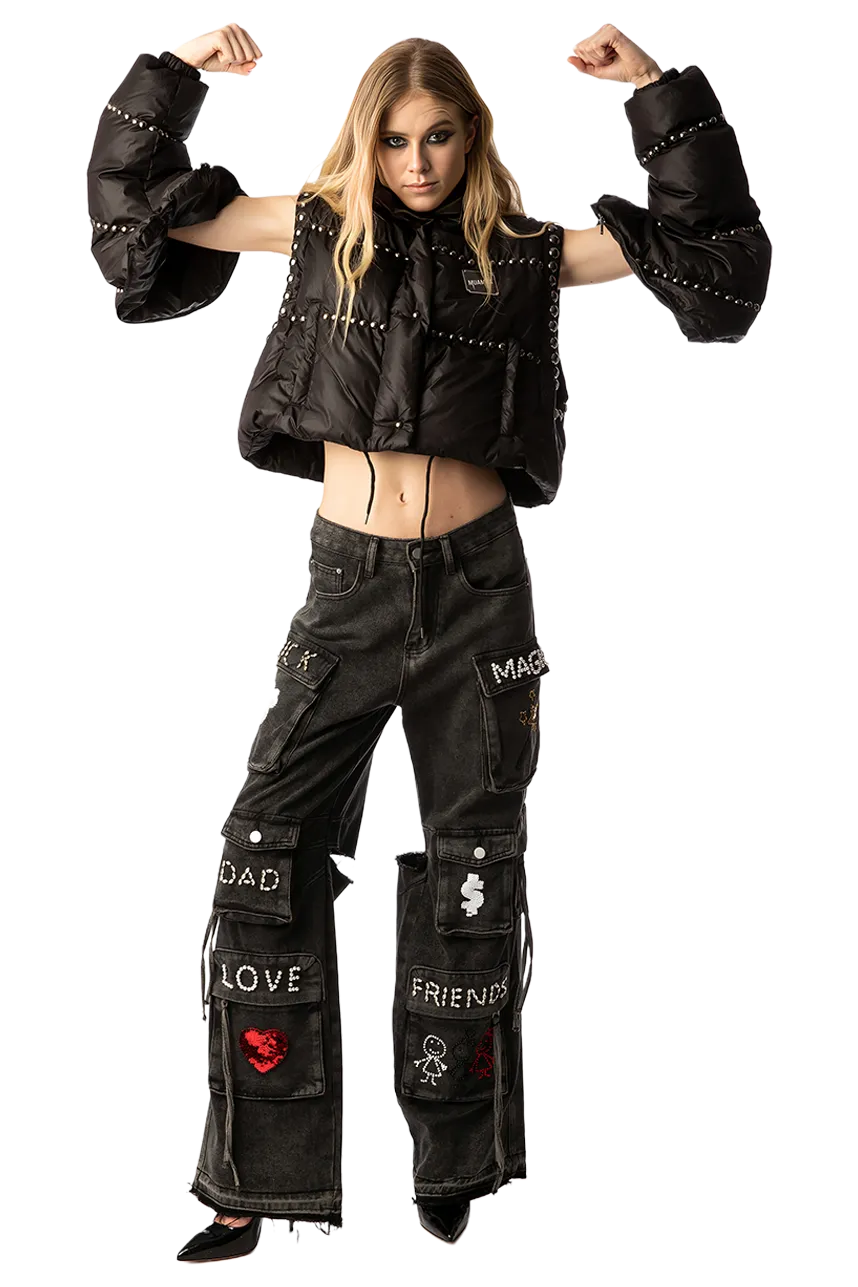 MUAMUA STUDDED PUFFER JACKET