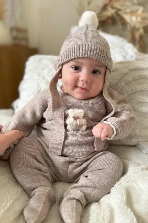 "Briar" Hazelnut Knit Teddy Top, Leggings & Hat